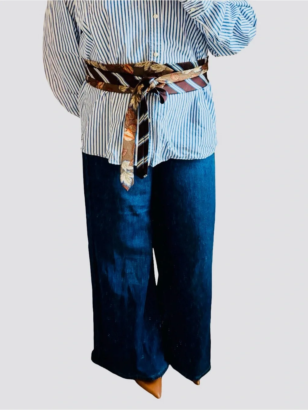 Upcycled Silk Tie Wrap Belt One of a Kind - Brown Brooks Brothers silk